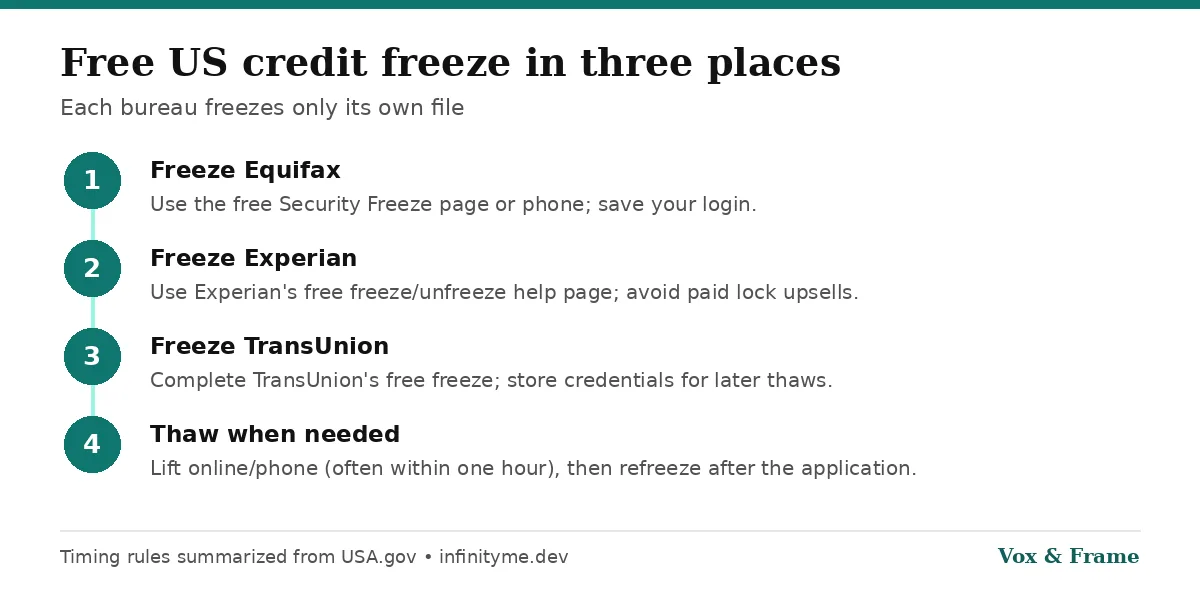 Free US credit freeze in three places