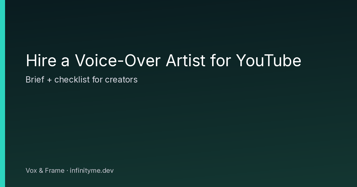 Dark cover graphic: hire a voice-over artist for YouTube